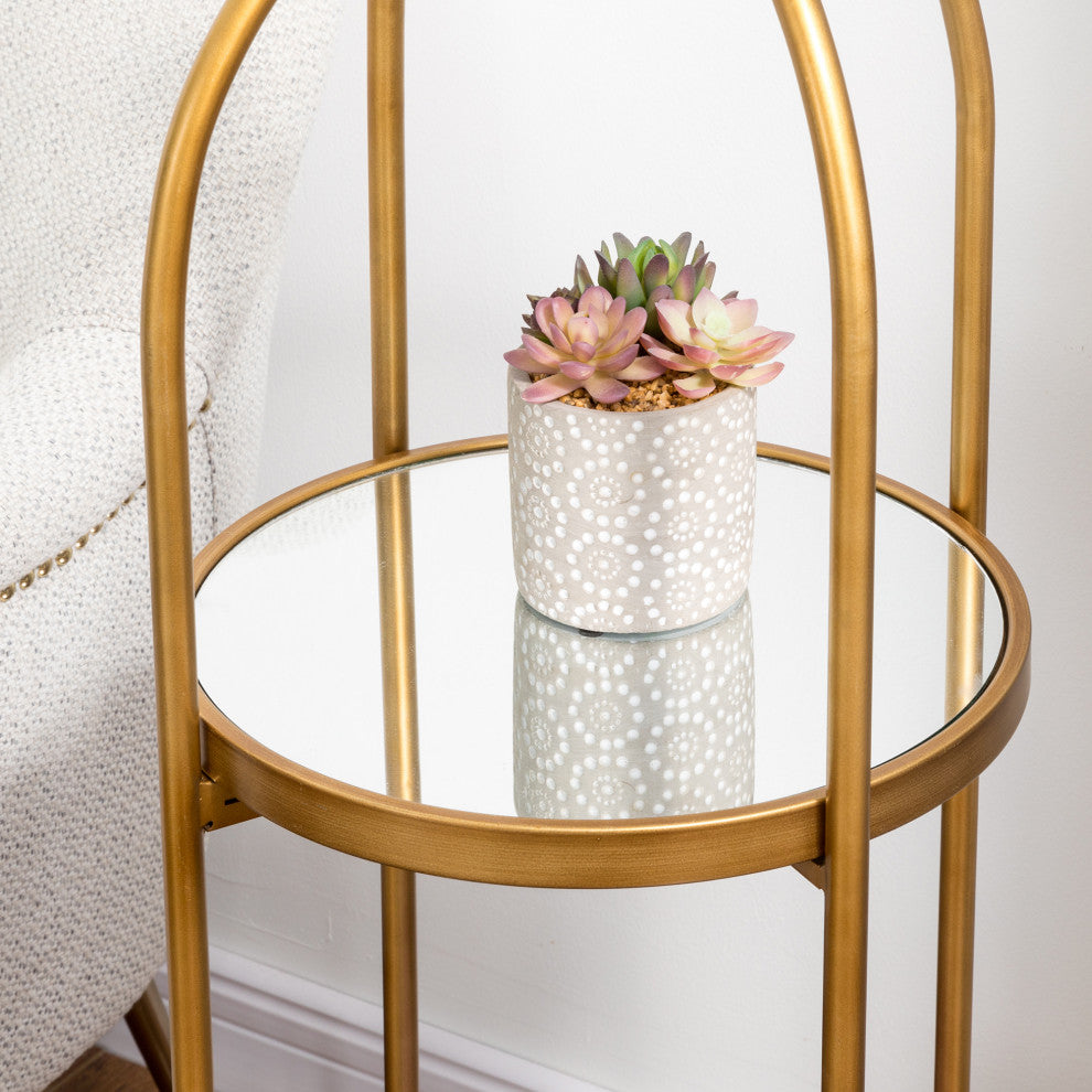 42.00"H Regency Modern 2-Tier Gold Mirror Organizer Floor Shelf
