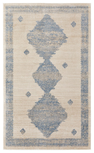 Weave & Wander Melba Nomadic Geometric Area Rug, Blue/Ivory, 4'3"x6'3"