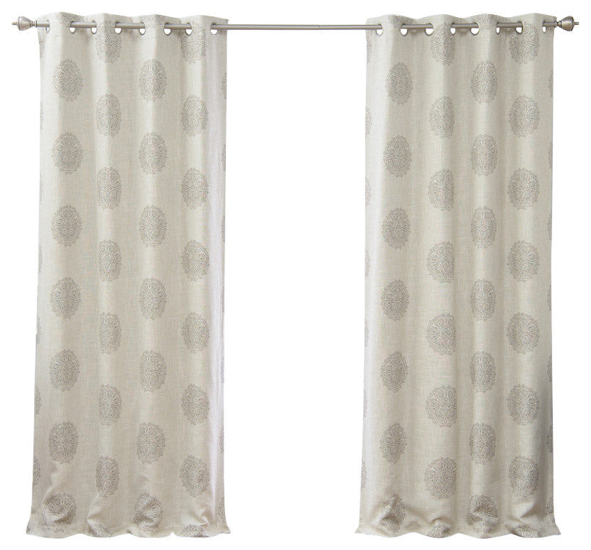 Linen Blend Blackout Medallion Curtain