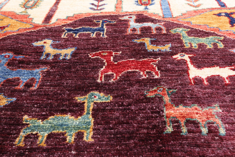 5' 8" X 8' 4" Hand-Knotted Tribal Persian Gabbeh Wool Rug Q5872