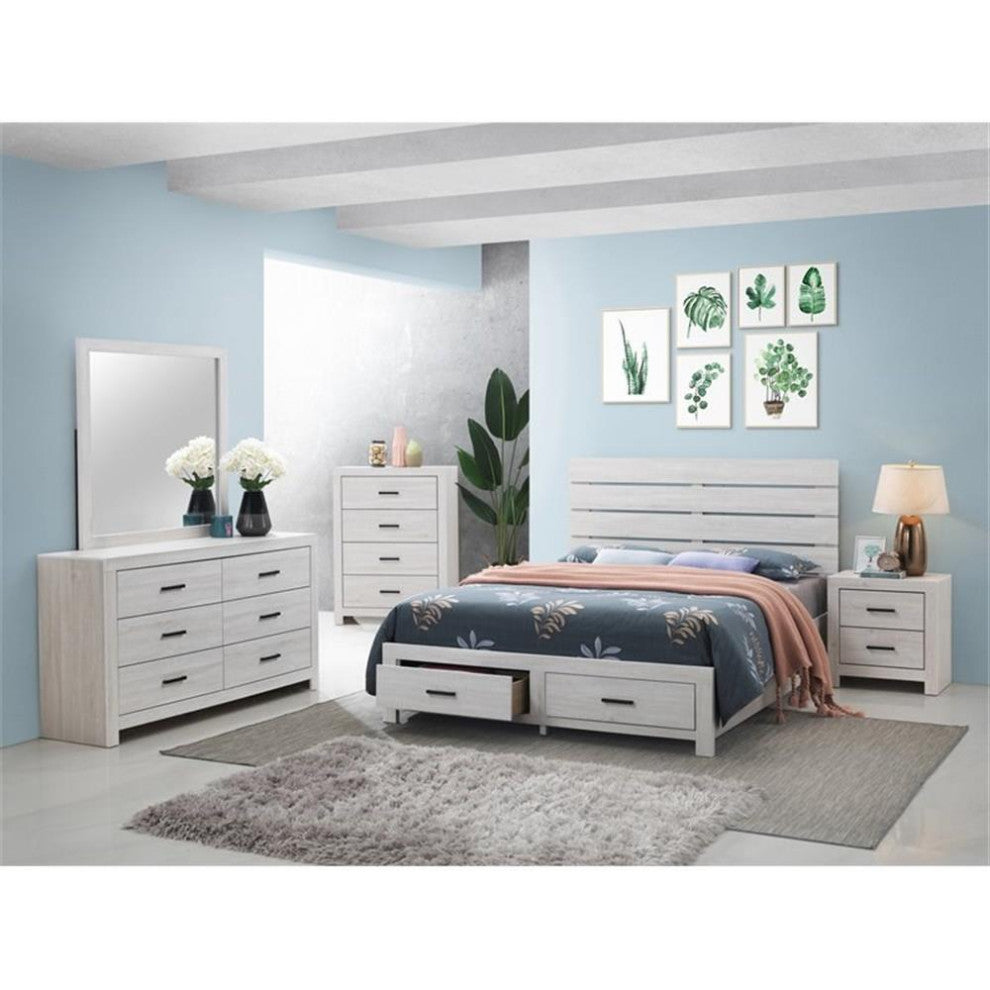 Coaster Brantford 4-piece Queen Storage Wood Bedroom Set in Coastal White