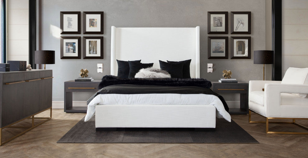 Seattle Queen Bed in White Linen by Diamond Sofa