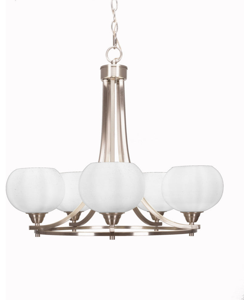 Paramount 5-Light Chandelier, Brushed Nickel, 7" White Muslin Glass