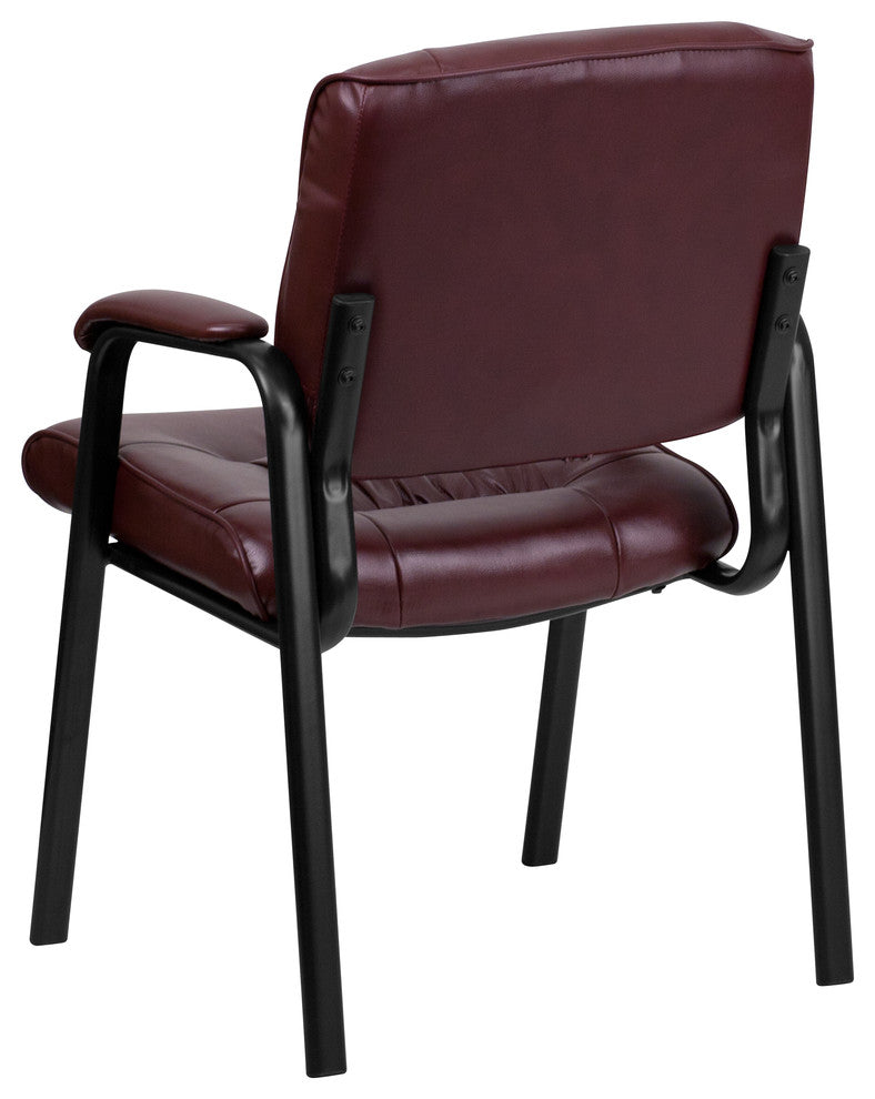 Flash Furniture Leather Guest Chair in Burgundy with Black Frame Finish
