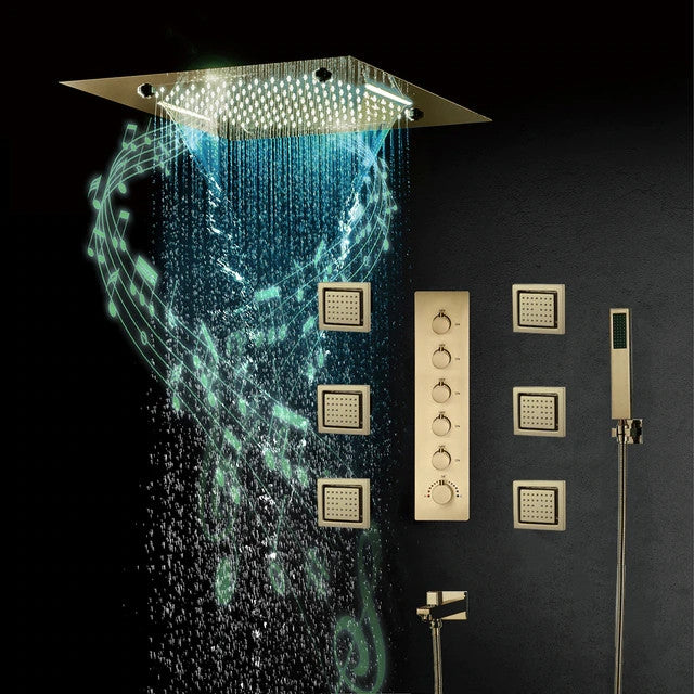 LED Shower System With Body Jets and Hand Shower, Style 2, Phone Control Light