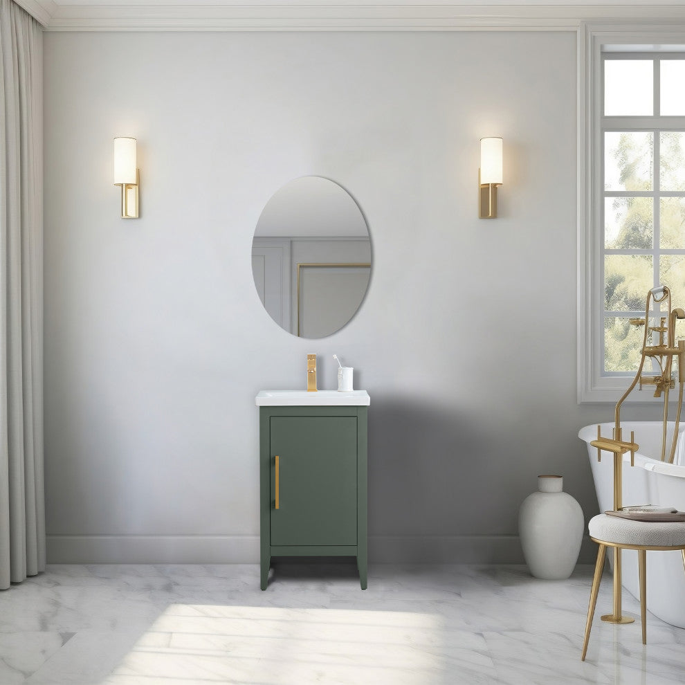 Vanity Art Bathroom Vanity With Sink, Vintage Green, 20", Single Sink, Golden Brushed
