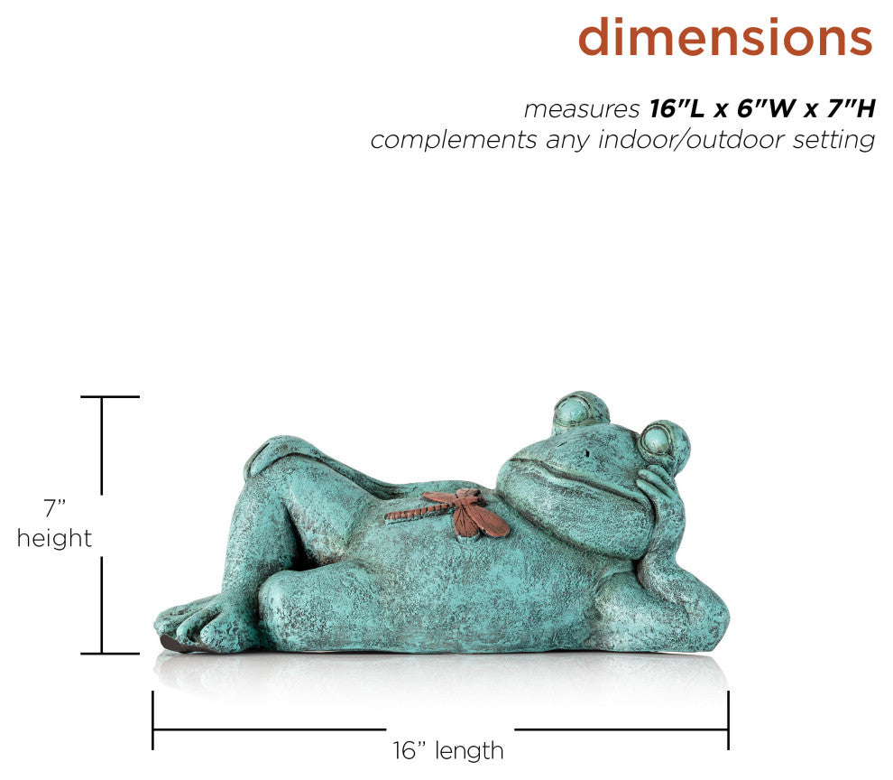 Alpine Pensative Sleeping Frog Statue, 15"Tall