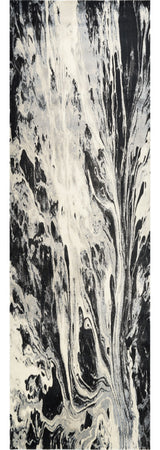 Finch Black/Gray Rug, Black, 2'7"x10' Runner
