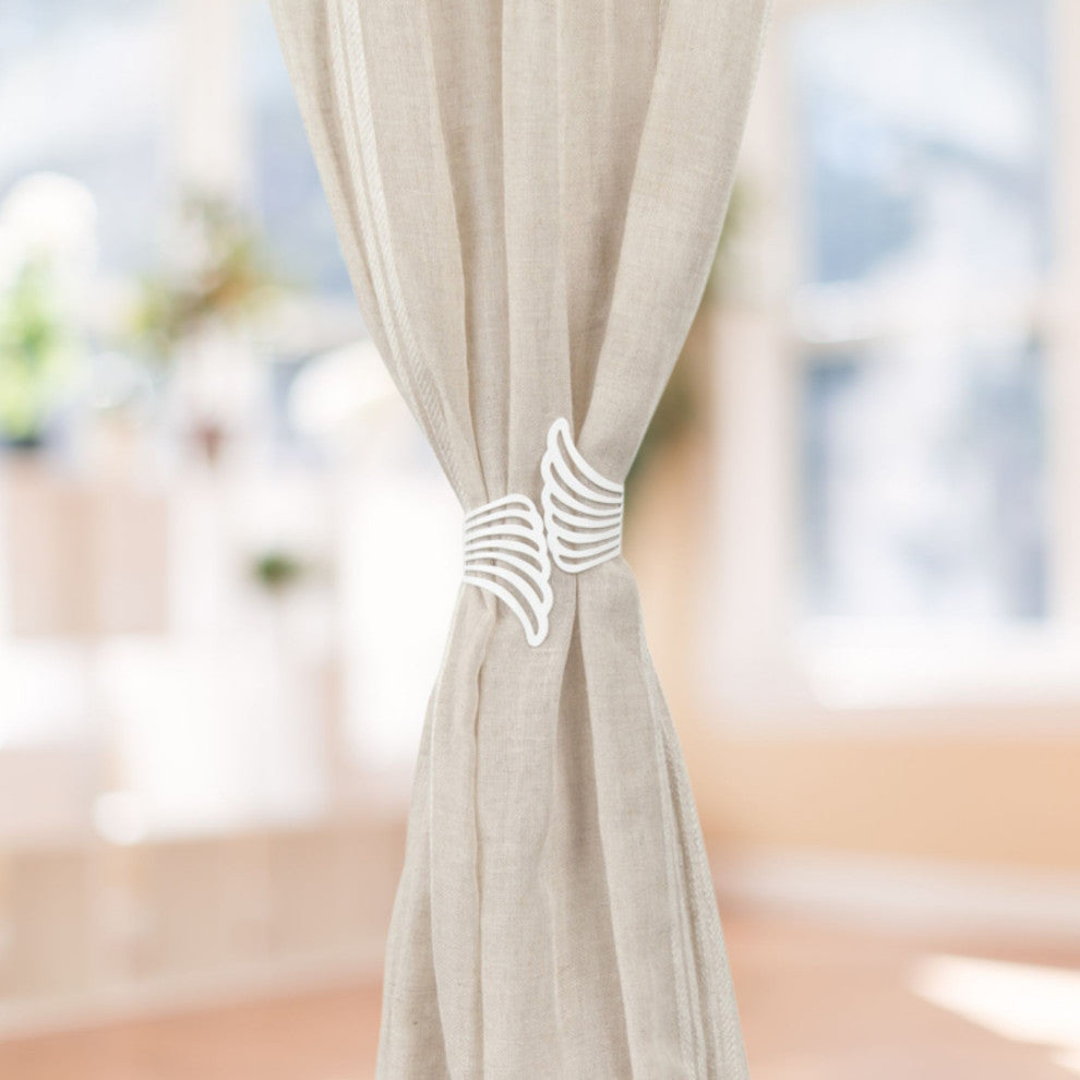 Metal Wings Curtain Tieback "“ Elegant and Durable Design, White, Pack of 1