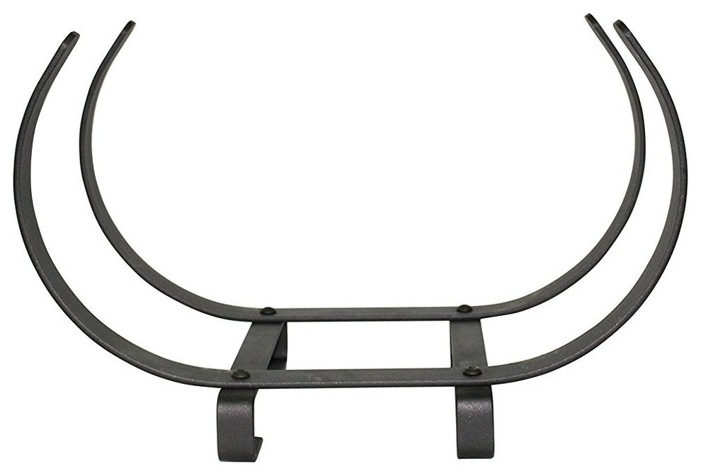 Small U Shaped Fireplace Log Rack, Hammered Steel