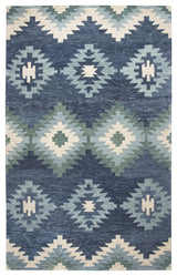 Rizzy Home Leone LO9997 Blue Southwestern Motifs Area Rug, Rectangular 5'x8'