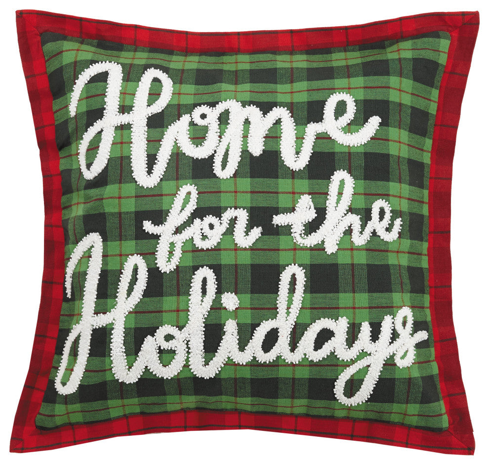 Home For The Holidays Chenille Embroidered Pillow