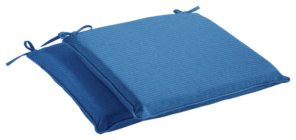 Sorra Home Outdura Outdoor Corded Chair Pad Set of 2, Etc Lapis, 17"x17"