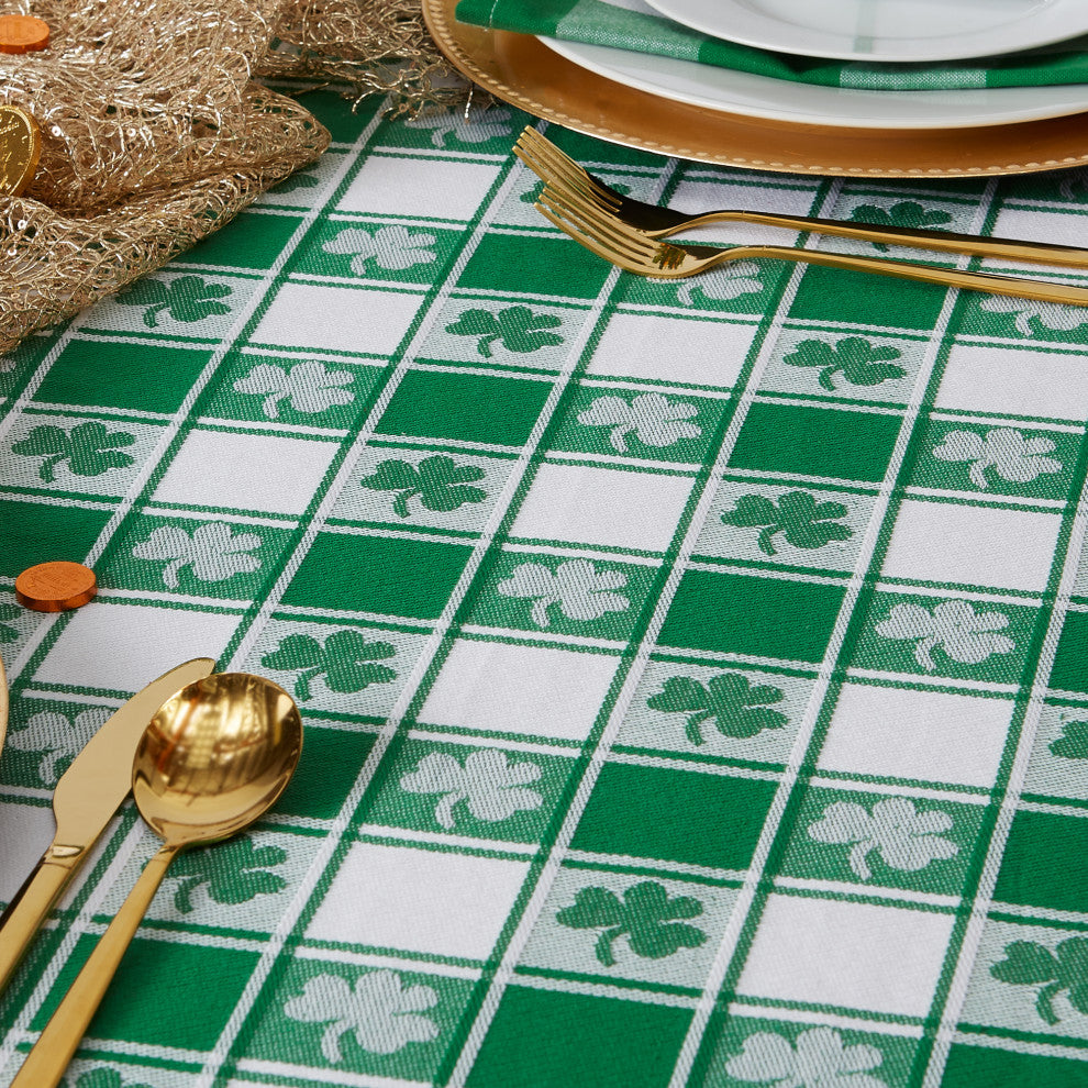 DII Shamrock Woven Check Tablecloth 60"x84"
