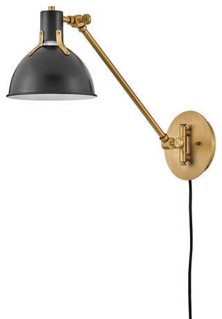 Hinkley 7" Argo Single Articulating Wall Sconce, Satin Black + Heritage Brass