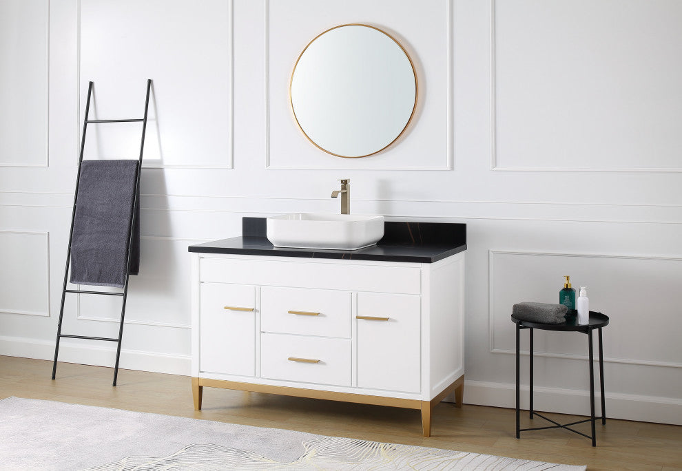 48" Tennant Brand Modern Style White  Beatrice Vessel Sink Bathroom Vanity