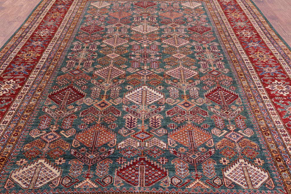 9' 1" X 12' 6" Super Kazak Hand-Knotted Wool Rug Q9507