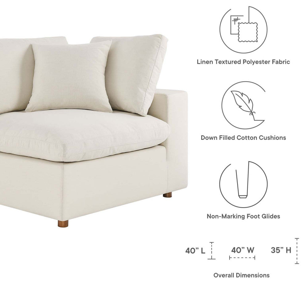 Modular Sectional Deep Sofa Set, Beige, Fabric, Modern, Lounge Cafe Hospitality