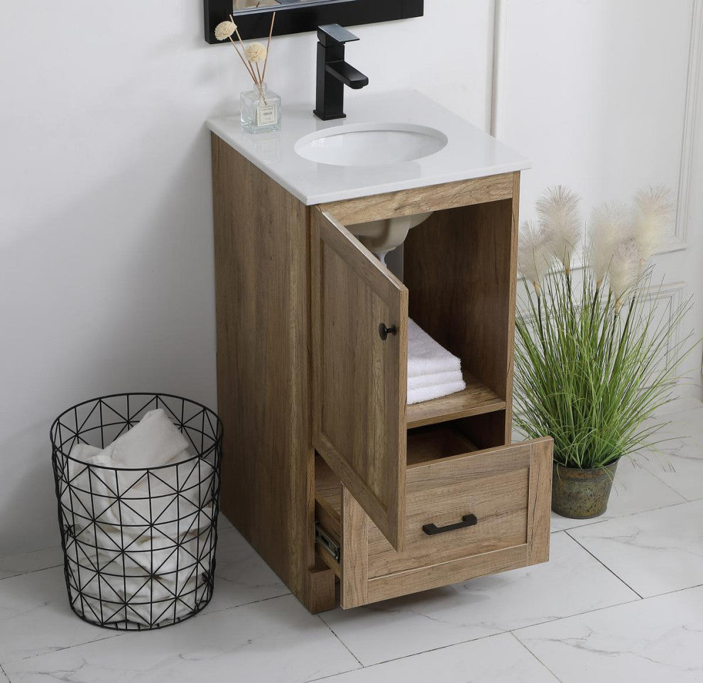 Home Living Single 18" Bathroom Vanity (Natural Oak)