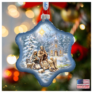 Nativity at the Chapel Glass Ornament