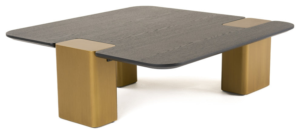 Modrest Harold Black Oak+ Brushed Gold Oak Square Small Coffee Table