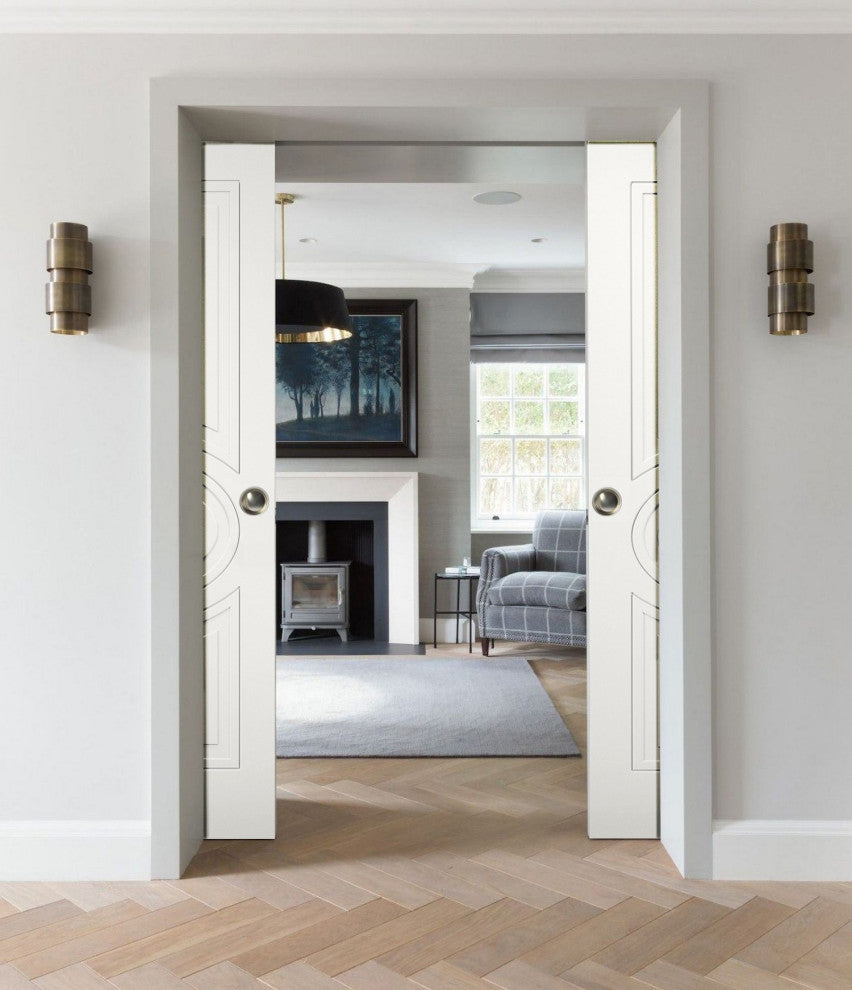 Sliding Interior Double Pocket Doors 72x96 in | Mela 7001 White |Modern Doors