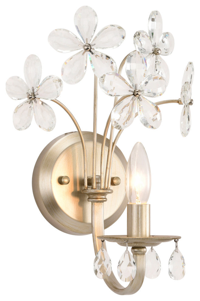Zelda 1 Light Champagne Daisy Flower Glass Crystal Wall Sconce