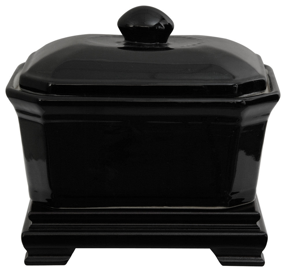 8" Solid Black Porcelain Covered Jar