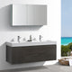 Valencia 60" Gray Oak Wall Hung Double Sink Vanity, Cabinet, Faucet FFT1041BN