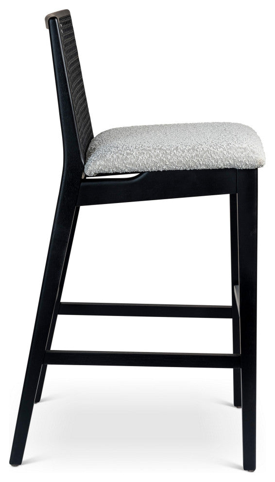 Modern Brazilian, Nardia, Cane Bar Stool, Ebano/Crafted Glaze