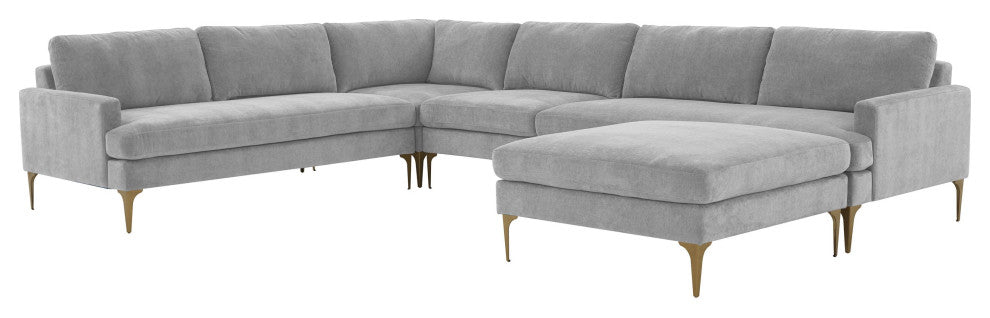 Serena Gray Velvet Large Chaise Sectional