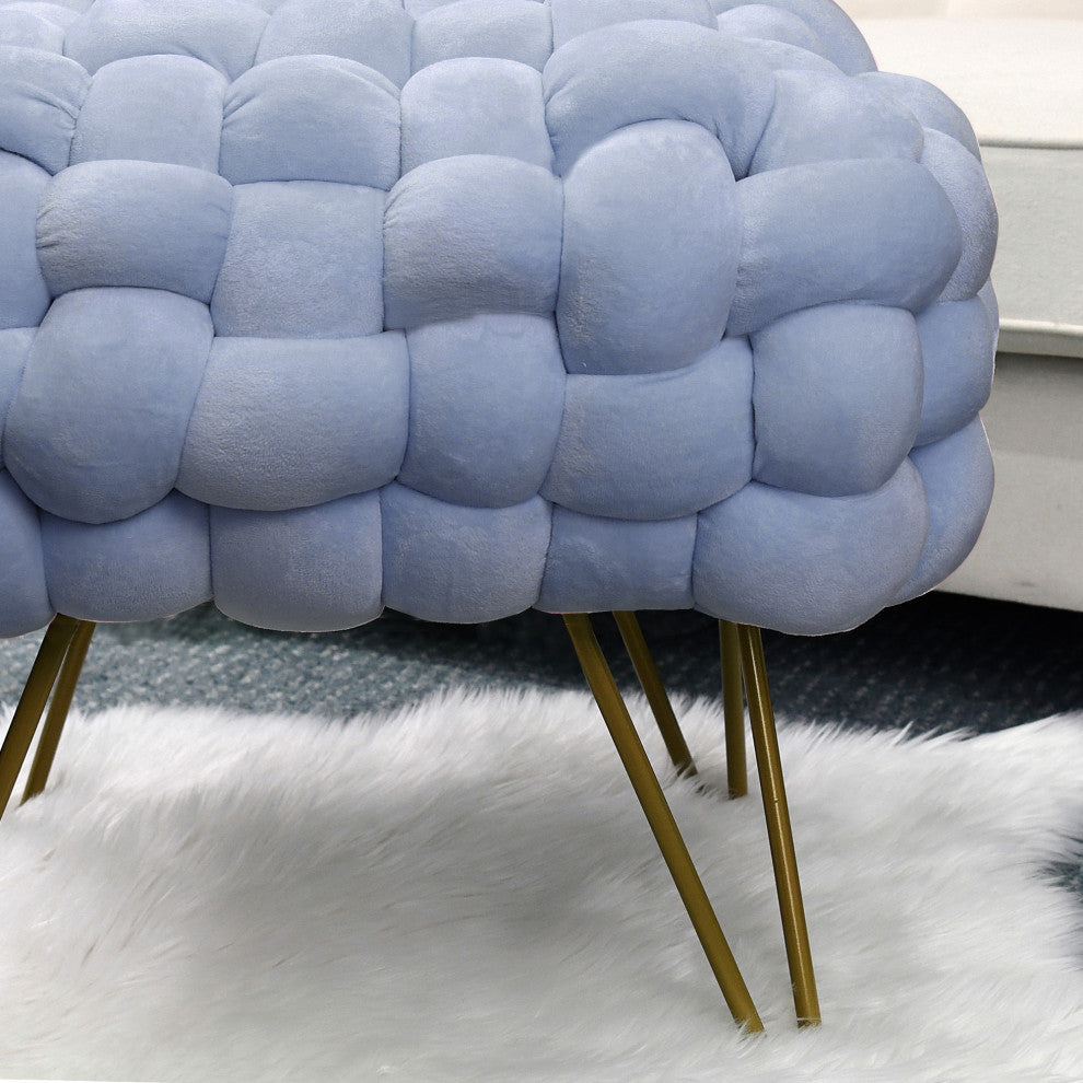 Velvet Pouf Stool Ottoman, Lilac Gray, 27''x20''x20''