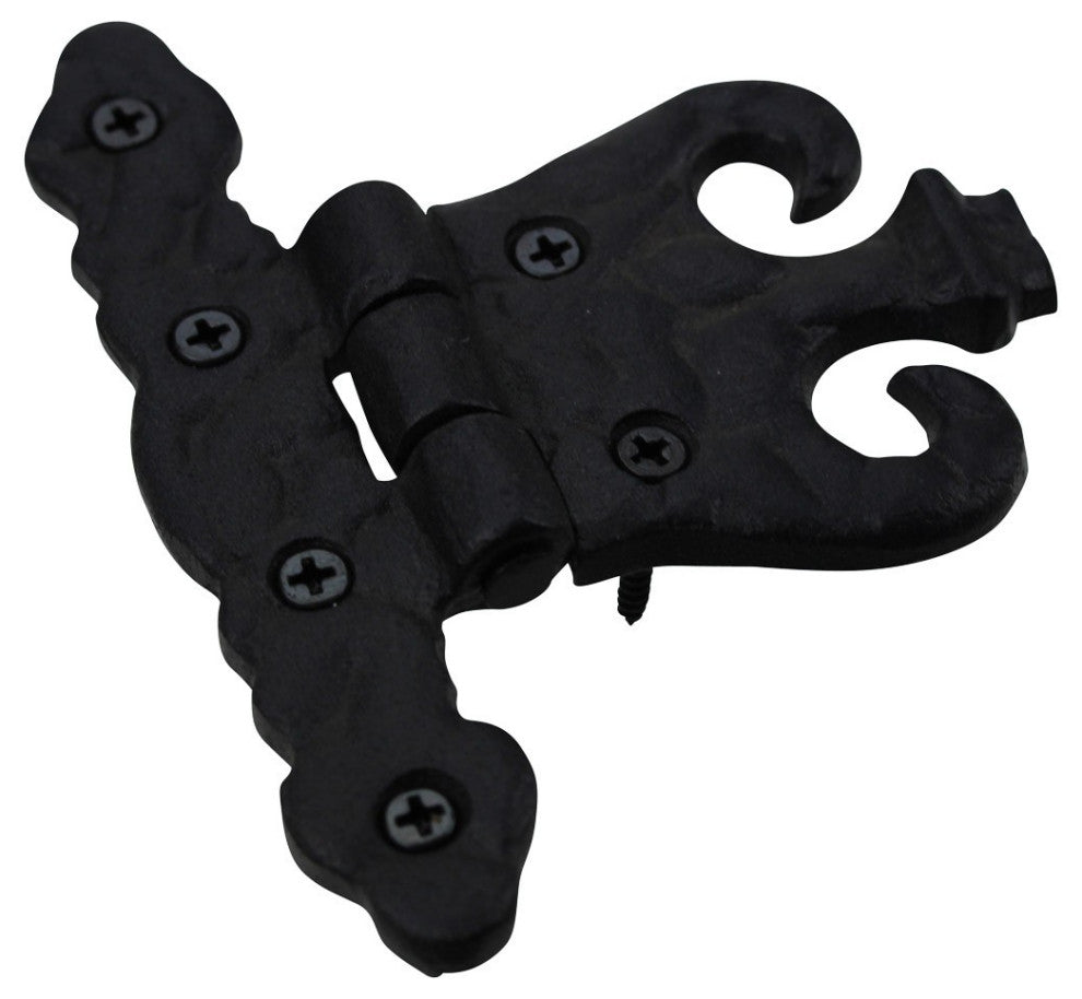 Wrought Iron Black Cabinet Door Hinge Rust Resistant Flush Mount Hinges