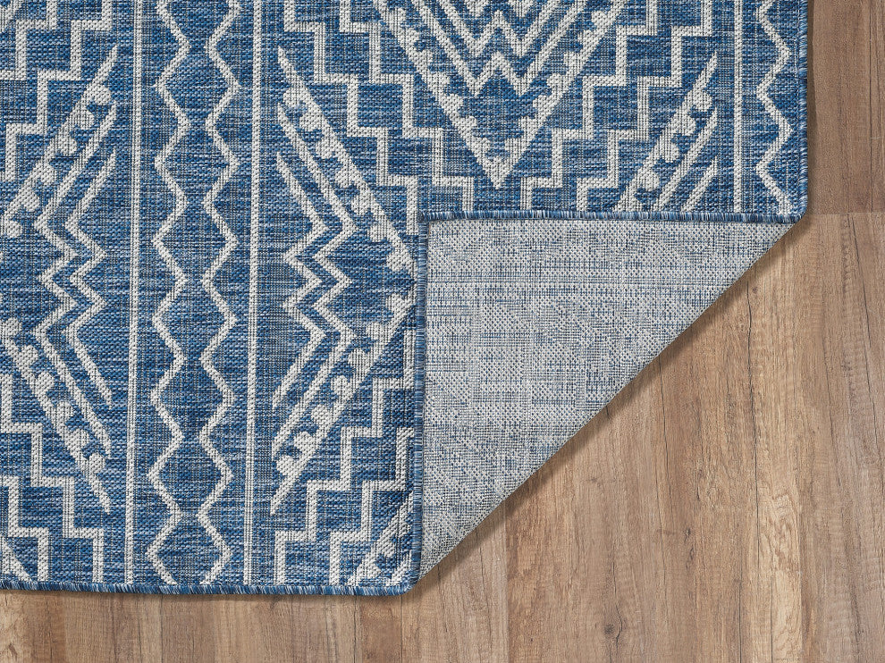 Provo Quinn Indoor/Outdoor Coastal Area Rug, Blue, 7'10 Round