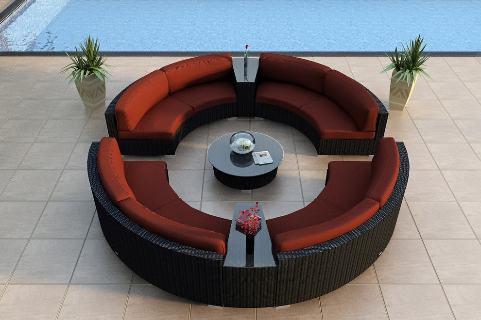 Urbana 7 Piece Curve Sectional Set, Canvas Henna