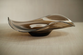 Vellerti Taupe Wave Glass Bowl, Large