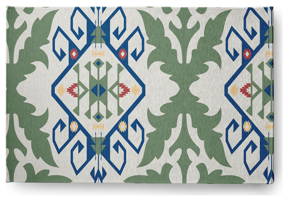 Bombay Medallion Spring Chenille Rug, Dark Cobalt Blue, 2'x3'