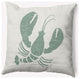 18x18" Lobster Nautical Decorative Indoor Pillow, Sage and White