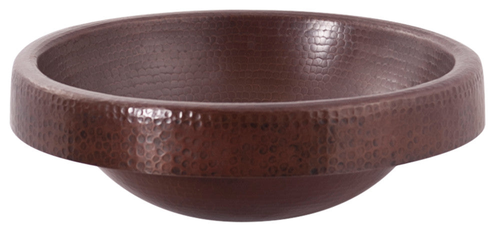 Granada Copper Drop-in Bathroom Sink, Antique