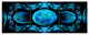 Blue Exotic Pattern on Black, Abstract Art on Canvas, 70"x28", 6 Panels