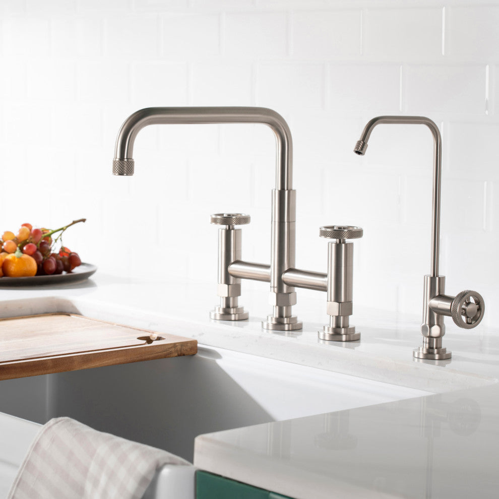 Urbix Bridge Kitchen Faucet, Spot Free Stainless Steel, Water Dispenser Ff-101
