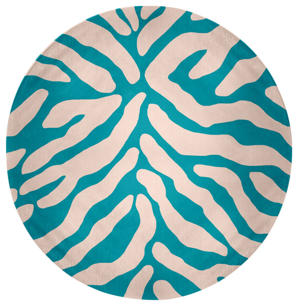 Animal Stripe Spring Chenille Rug, Explorer Blue, 5' Round