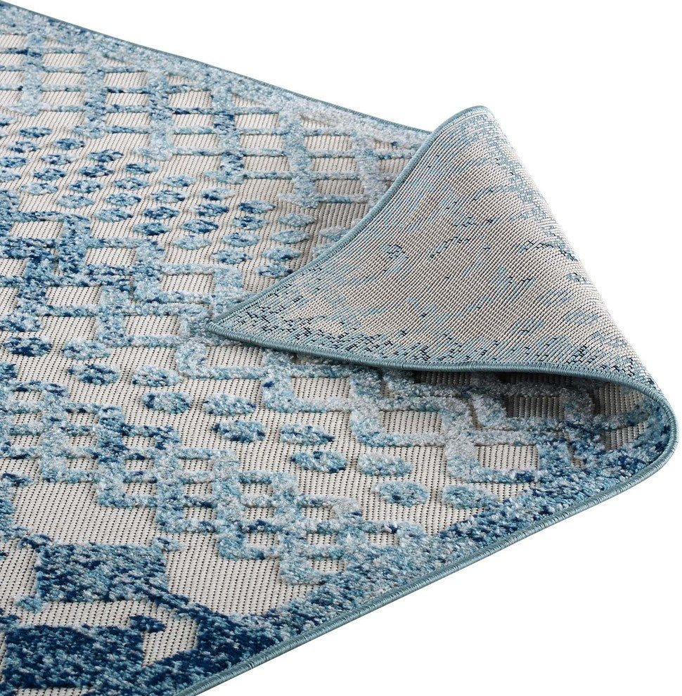 Vintage Abstract Diamond Moroccan Trellis 8x10 Indoor and Outdoor Area Rug