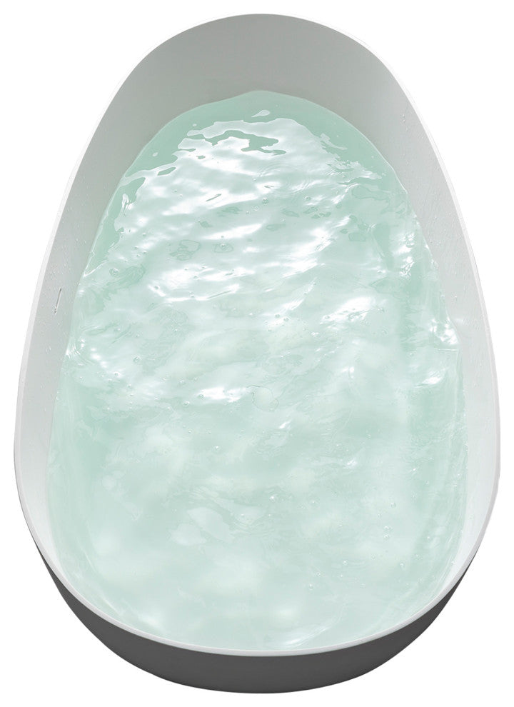 Solid Surface Freestanding Soaking Bathtub, Drain, 67"