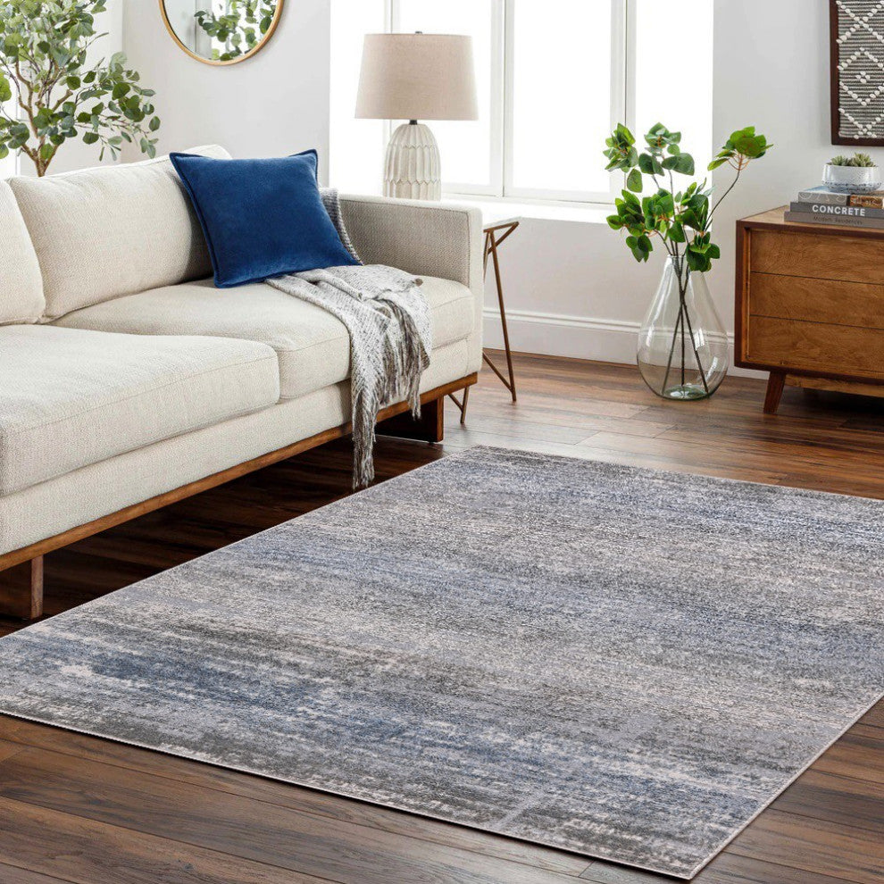 High-Low Hudson Gray/Blue Rug, Gray, 5'3"x8'