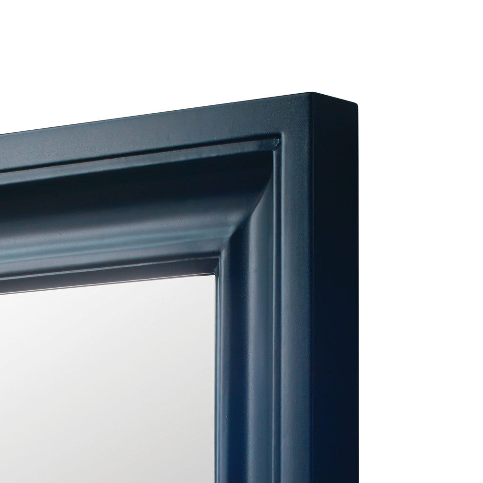 Rectangular Framed Wall Mounted Bathroom Vanity Mirror, Blue;