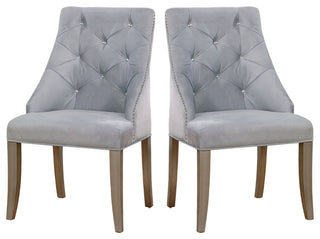 Dining Side Chair, Silver and Light Gray