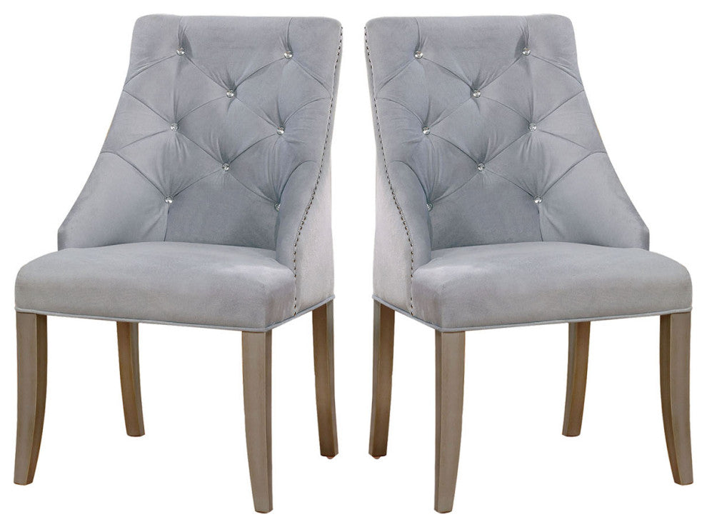 Dining Side Chair, Silver and Light Gray
