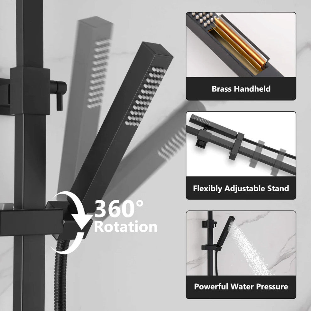 Rain Shower System with Tub Spout and High Pressure 10" Rain Shower Head