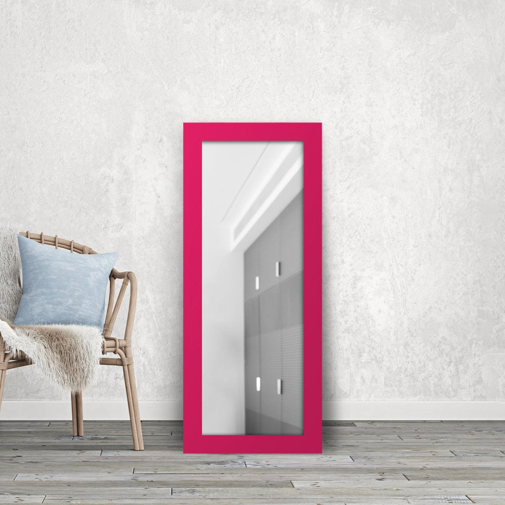 72"x30" Pop of Color Wall/Floor Mirror Art, Intense Pink